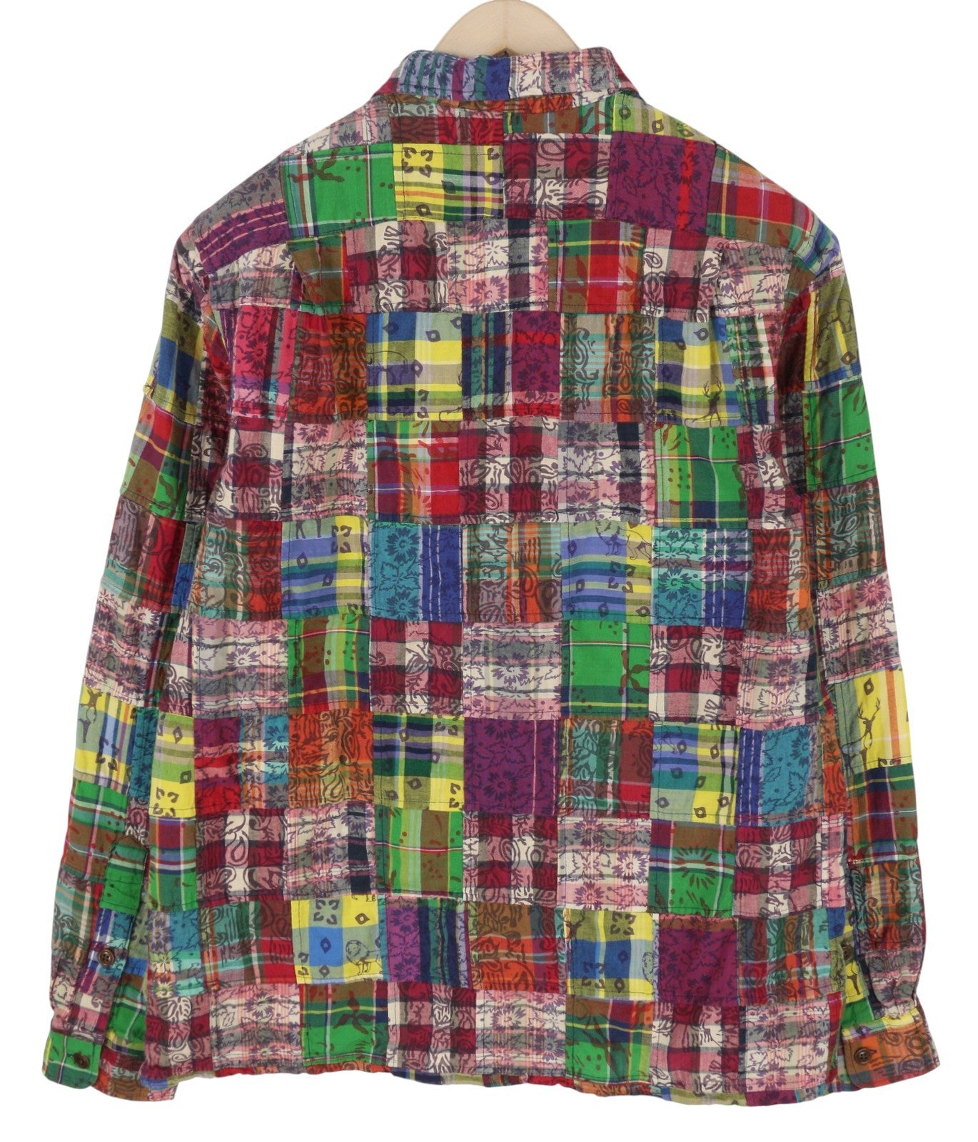 RALPH LAUREN Men Shirt M Colourful Patches Classic Fit Button-Up Spread Casual