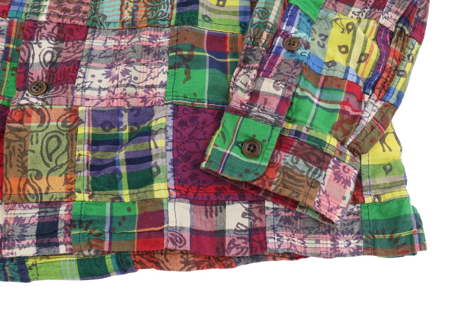 RALPH LAUREN Men Shirt M Colourful Patches Classic Fit Button-Up Spread Casual