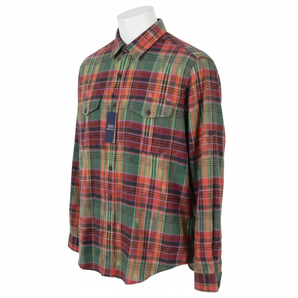 RALPH LAUREN Men Shirt L Colourful Check Classic Fit Spread Neck Casual Roll-Up