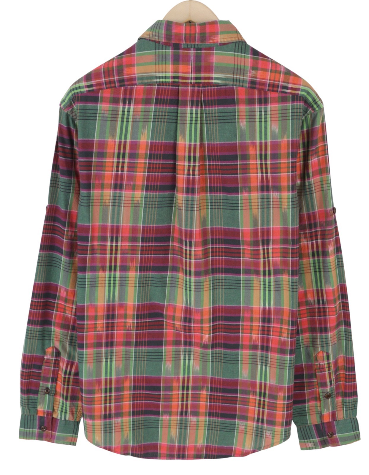 RALPH LAUREN Men Shirt L Colourful Check Classic Fit Spread Neck Casual Roll-Up