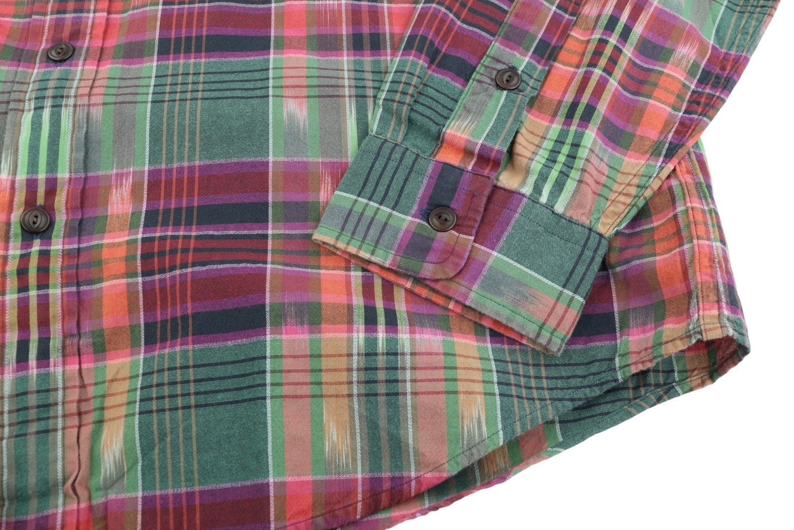 RALPH LAUREN Men Shirt L Colourful Check Classic Fit Spread Neck Casual Roll-Up