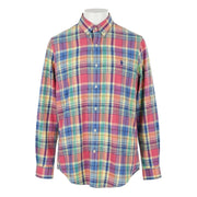 RALPH LAUREN Men Shirt M Colourful Check Button-Down Neck Slim Fit Logo Casual