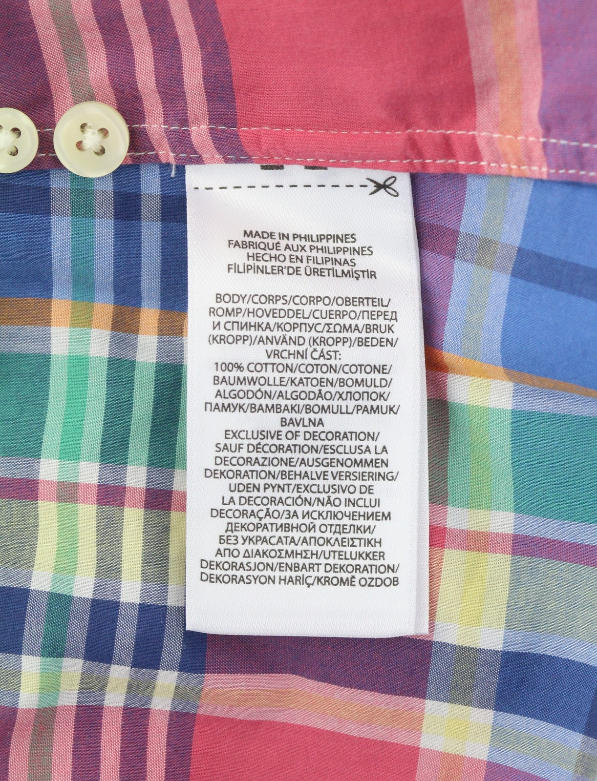 RALPH LAUREN Men Shirt M Colourful Check Button-Down Neck Slim Fit Logo Casual