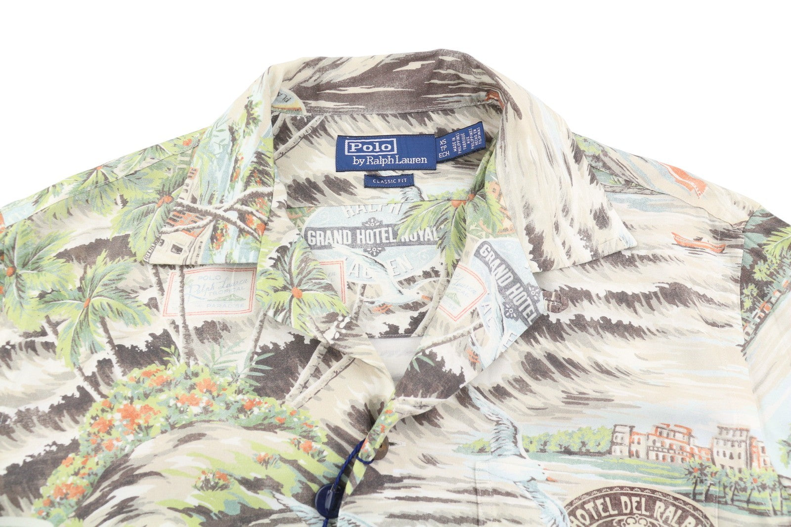 RALPH LAUREN Men Shirt XS Patterned Classic Fit Spread Neck Short Sleeve RRP249