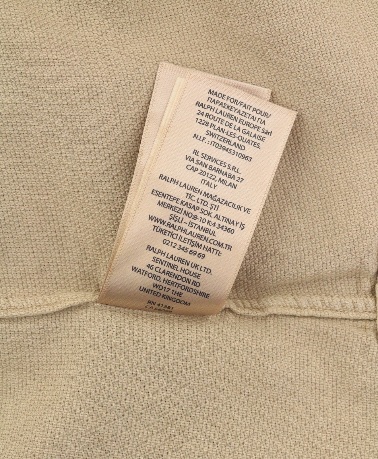 RALPH LAUREN Surrey Tan Men Shirt M Brown Button-Down Neck Custom Fit RRP149