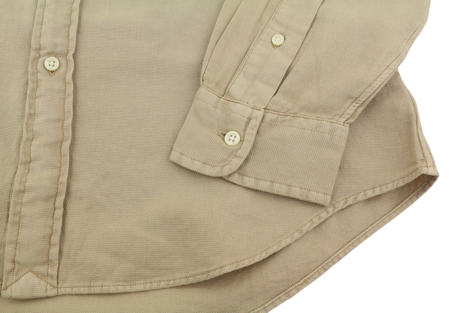 RALPH LAUREN Surrey Tan Men Shirt M Brown Button-Down Neck Custom Fit RRP149