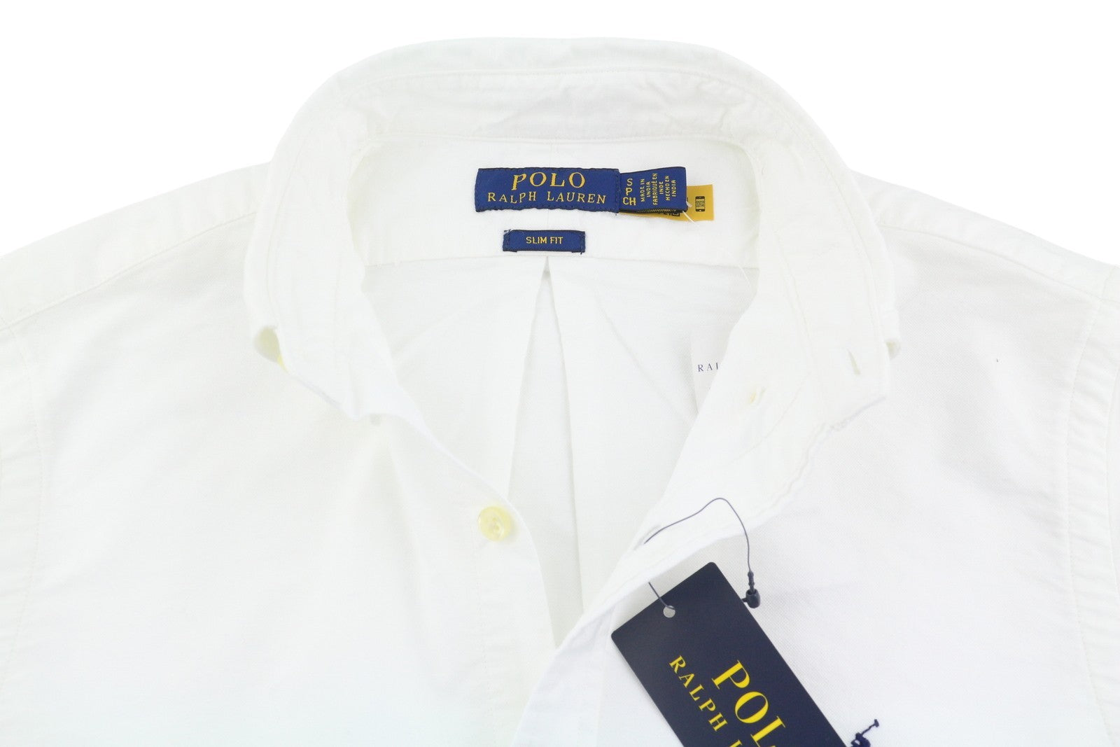 RALPH LAUREN Core Replen Men Shirt S White Button-Down Neck Slim Fit RRP159