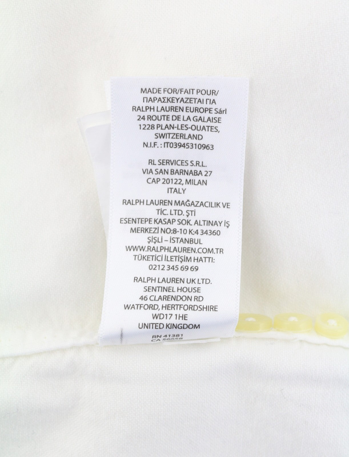 RALPH LAUREN Core Replen Men Shirt M White Button-Down Neck Slim Fit RRP159