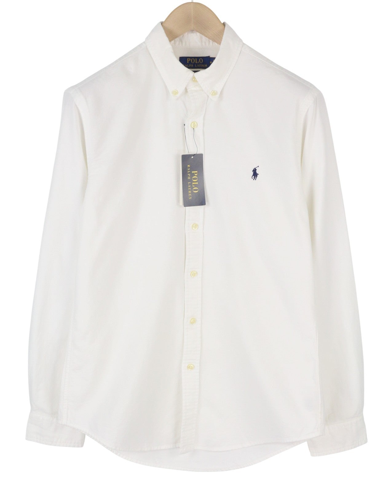 RALPH LAUREN Core Replen Men Shirt M White Button-Down Neck Slim Fit RRP159