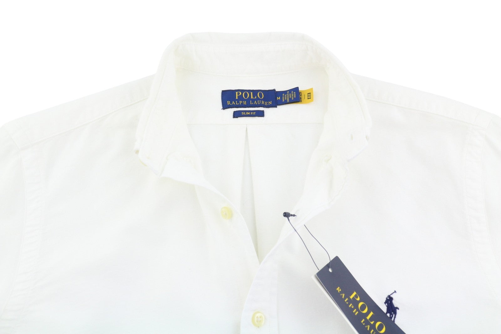 RALPH LAUREN Core Replen Men Shirt M White Button-Down Neck Slim Fit RRP159