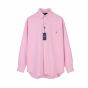 RALPH LAUREN Men Shirt L Pink Button-Down Neck Pocket Embroidered Logo Casual