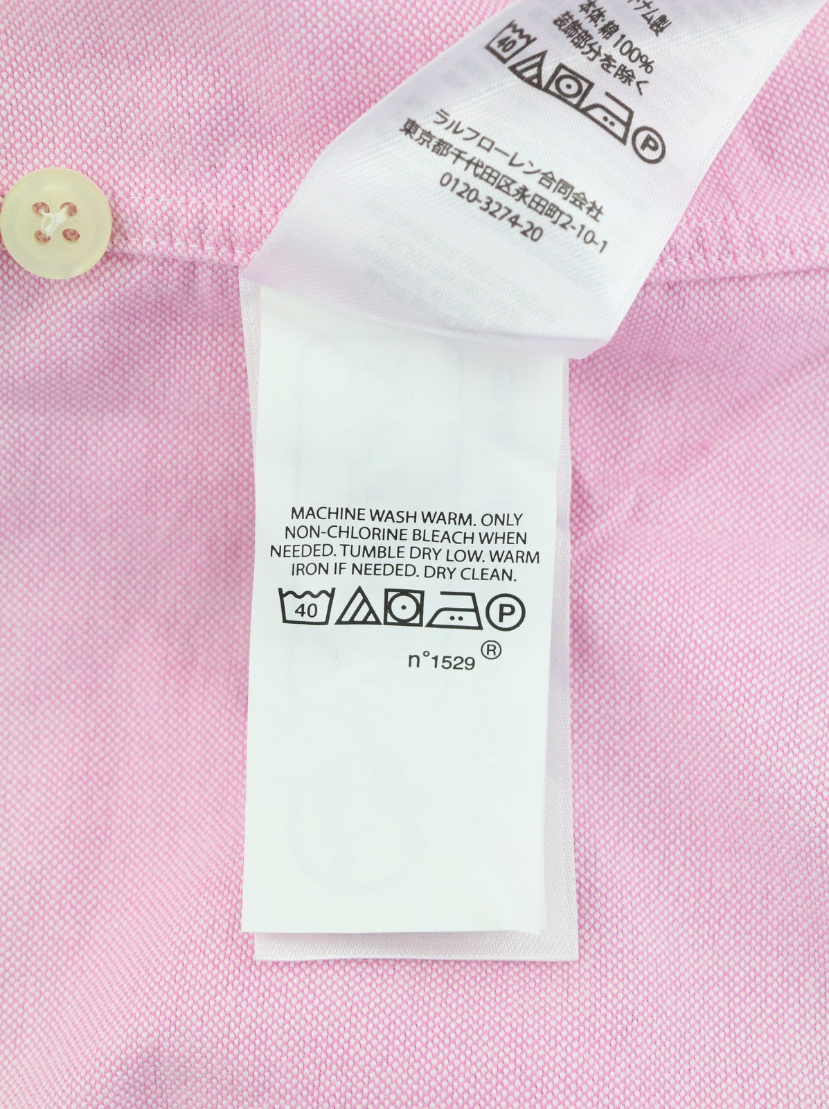 RALPH LAUREN Men Shirt L Pink Button-Down Neck Pocket Embroidered Logo Casual