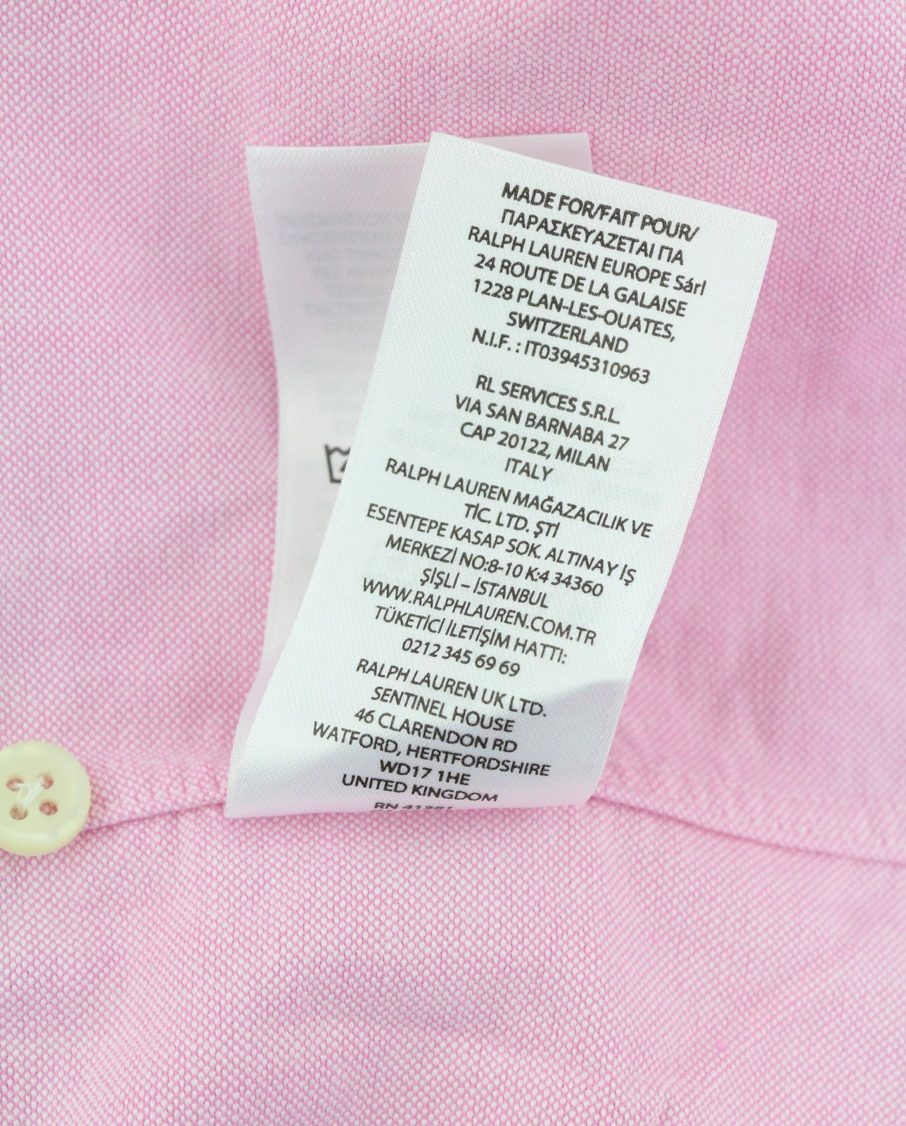 RALPH LAUREN Men Shirt L Pink Button-Down Neck Pocket Embroidered Logo Casual