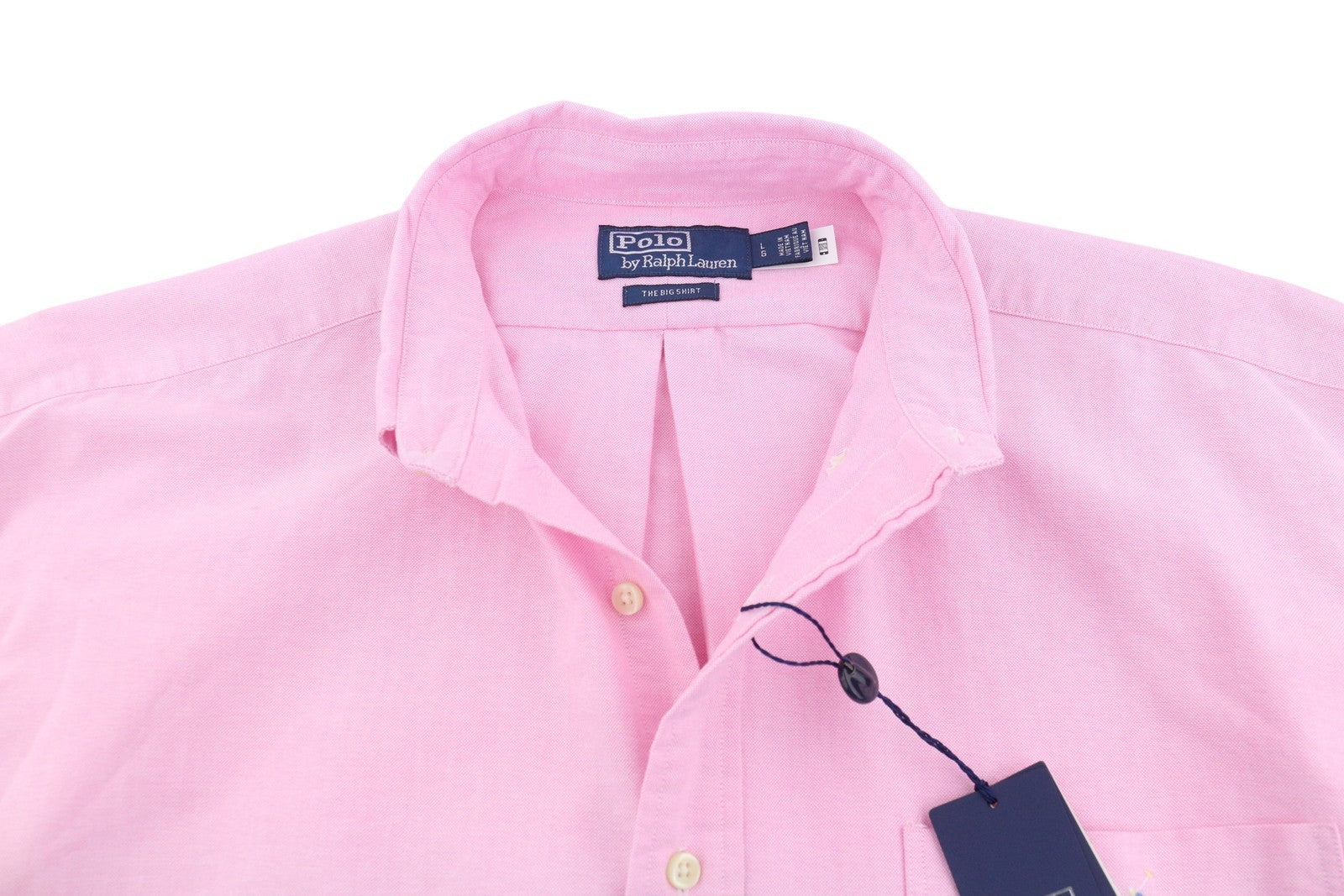 RALPH LAUREN Men Shirt L Pink Button-Down Neck Pocket Embroidered Logo Casual