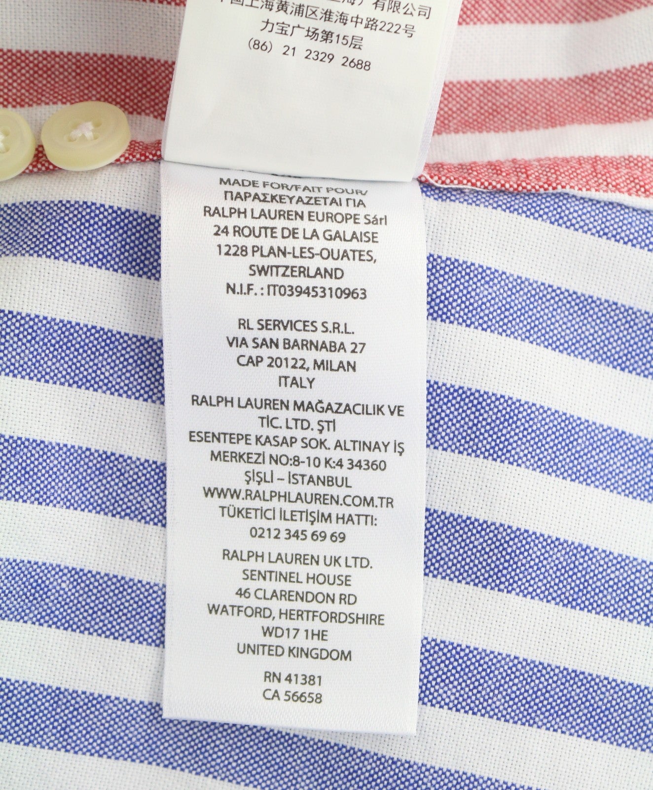 RALPH LAUREN Men Shirt M Striped Button-Down Neck Patch Pocket Custom Fit RRP219