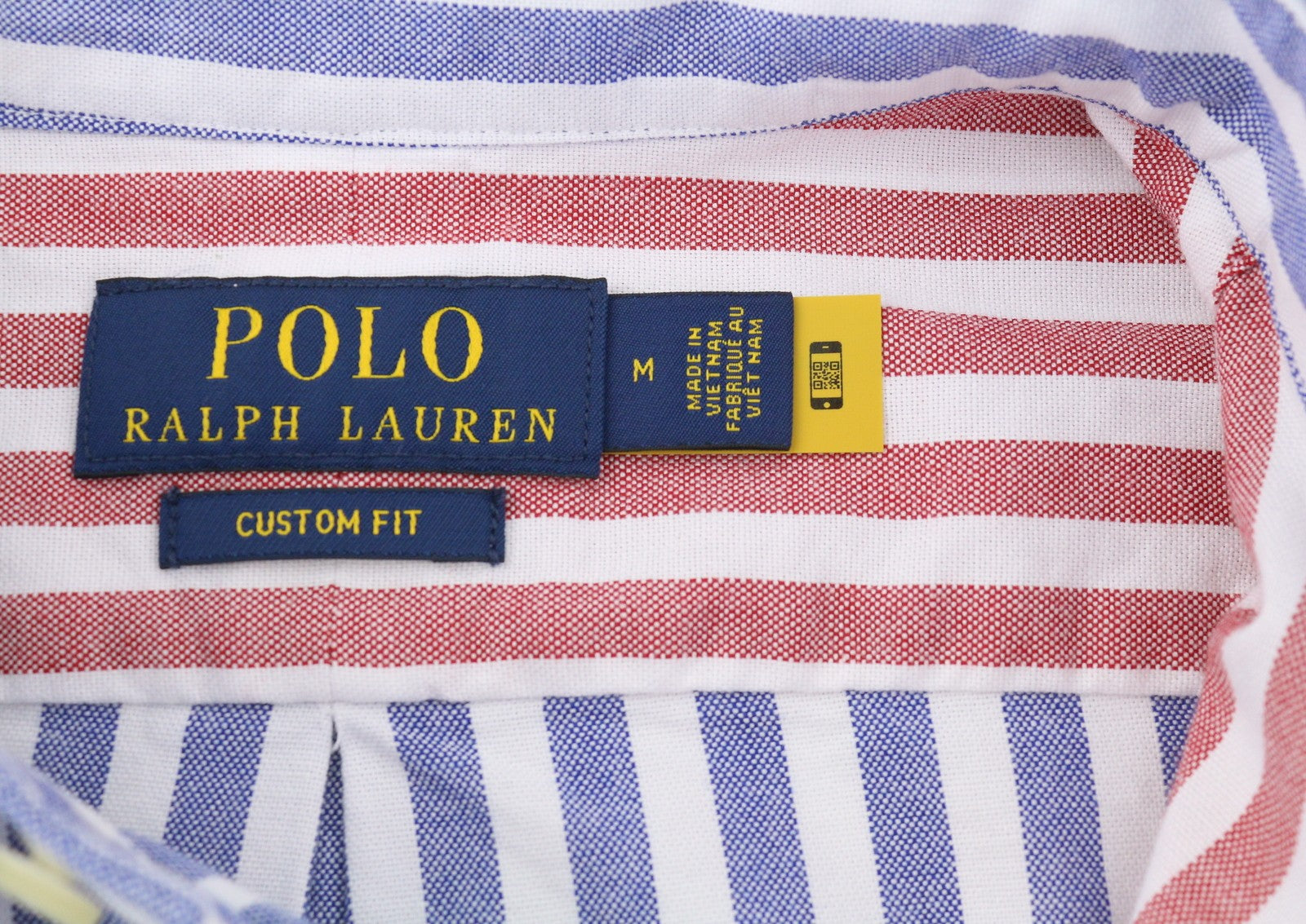 RALPH LAUREN Men Shirt M Striped Button-Down Neck Patch Pocket Custom Fit RRP219