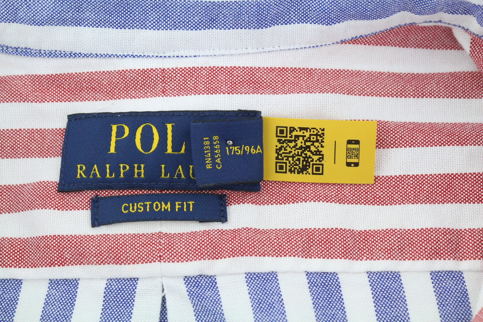 RALPH LAUREN Men Shirt M Striped Button-Down Neck Patch Pocket Custom Fit RRP219