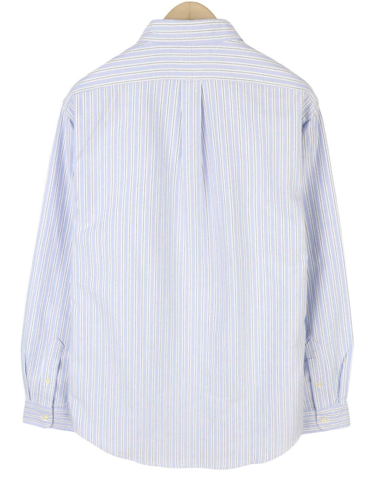 RALPH LAUREN Men Shirt L Blue Striped Custom Fit Button-Down Neck Logo RRP149