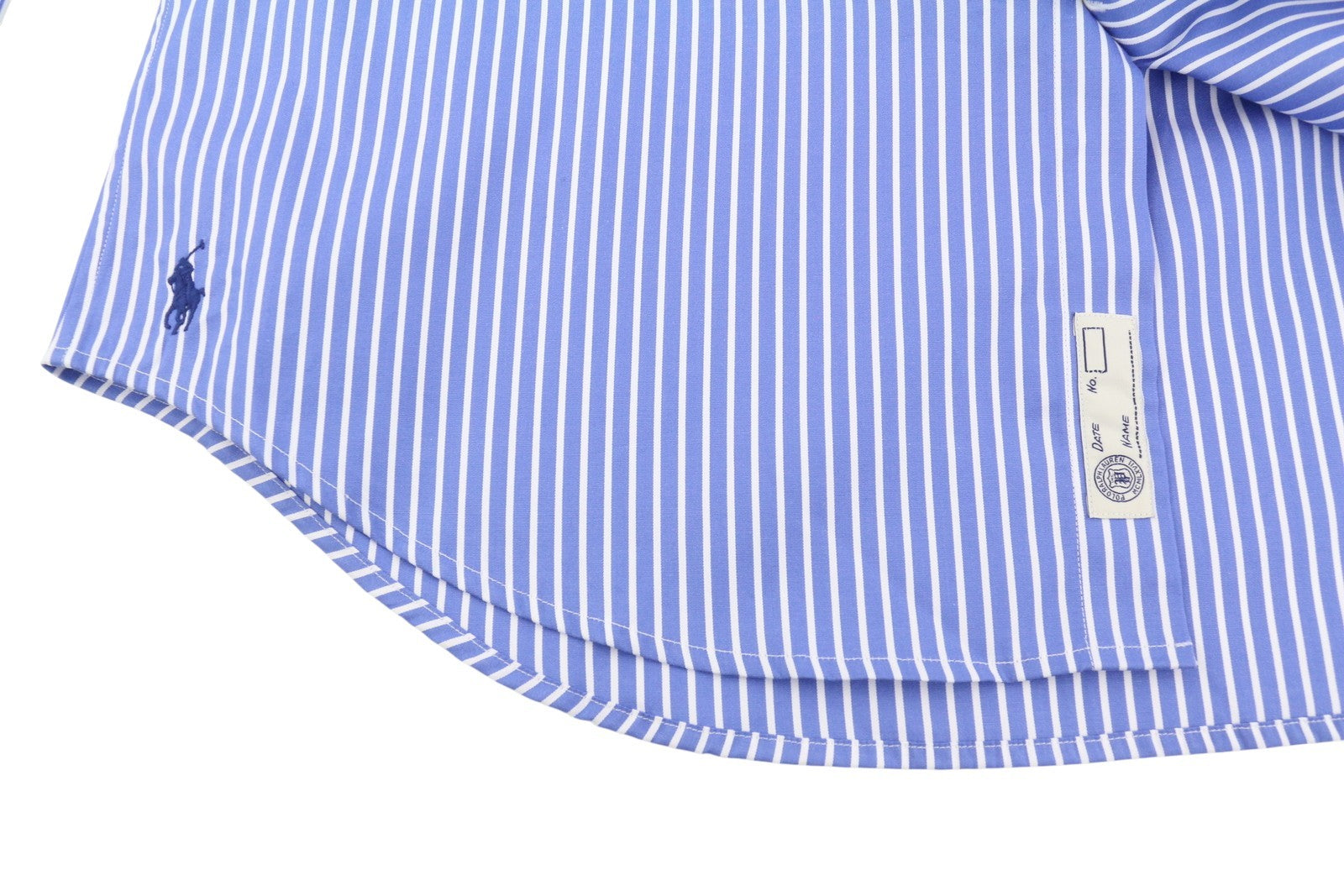 RALPH LAUREN Men Shirt M Blue Striped Cutaway Neck Custom Fit Button-Up RRP212