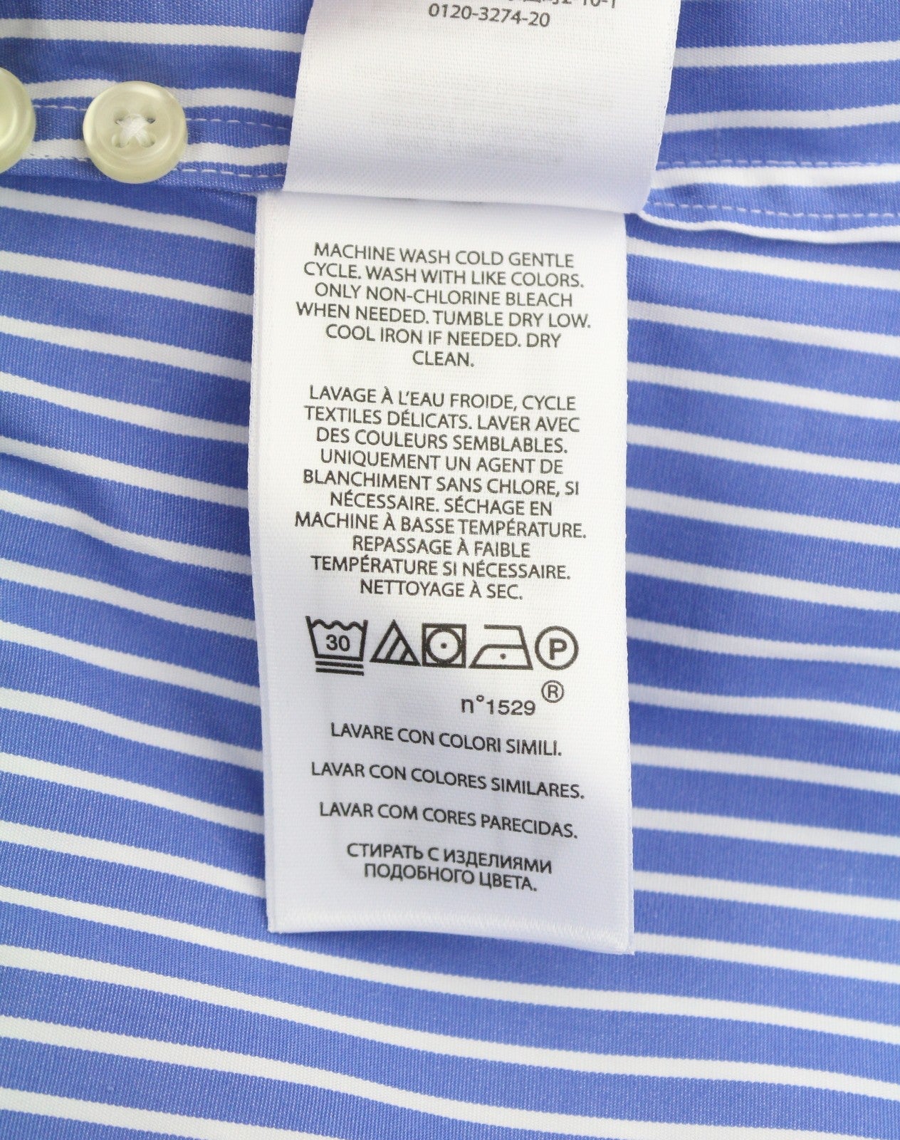 RALPH LAUREN Men Shirt M Blue Striped Cutaway Neck Custom Fit Button-Up RRP212