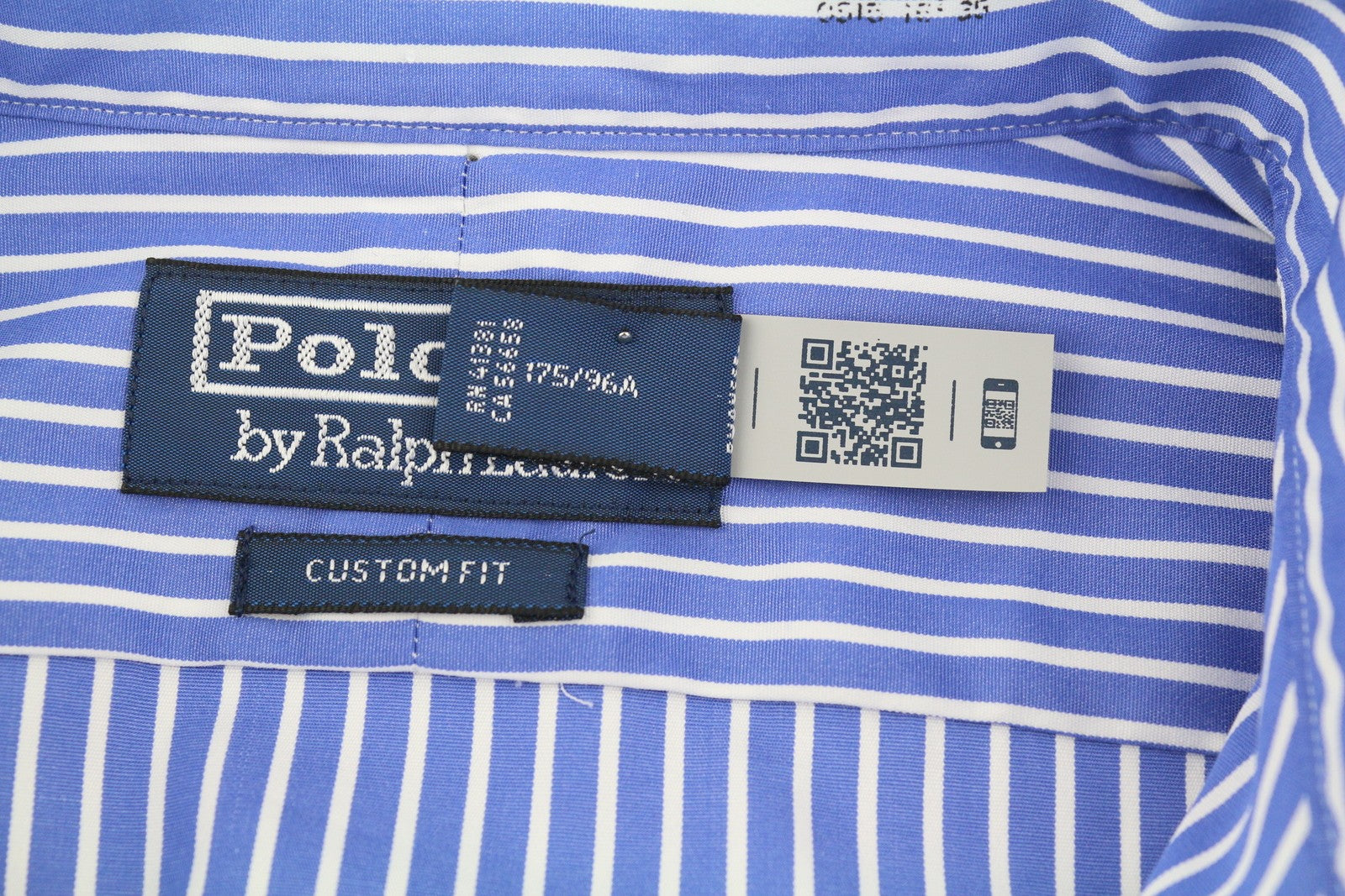 RALPH LAUREN Men Shirt M Blue Striped Cutaway Neck Custom Fit Button-Up RRP212