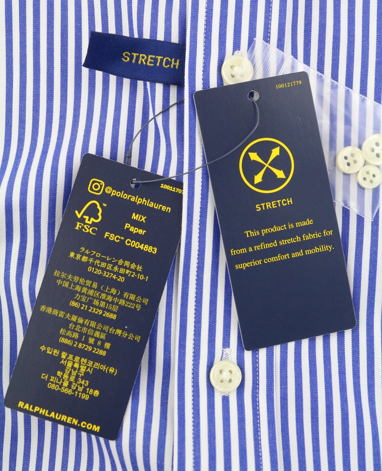 RALPH LAUREN Core Replen Men Shirt XL Stretch Custom Fit Striped Button Down