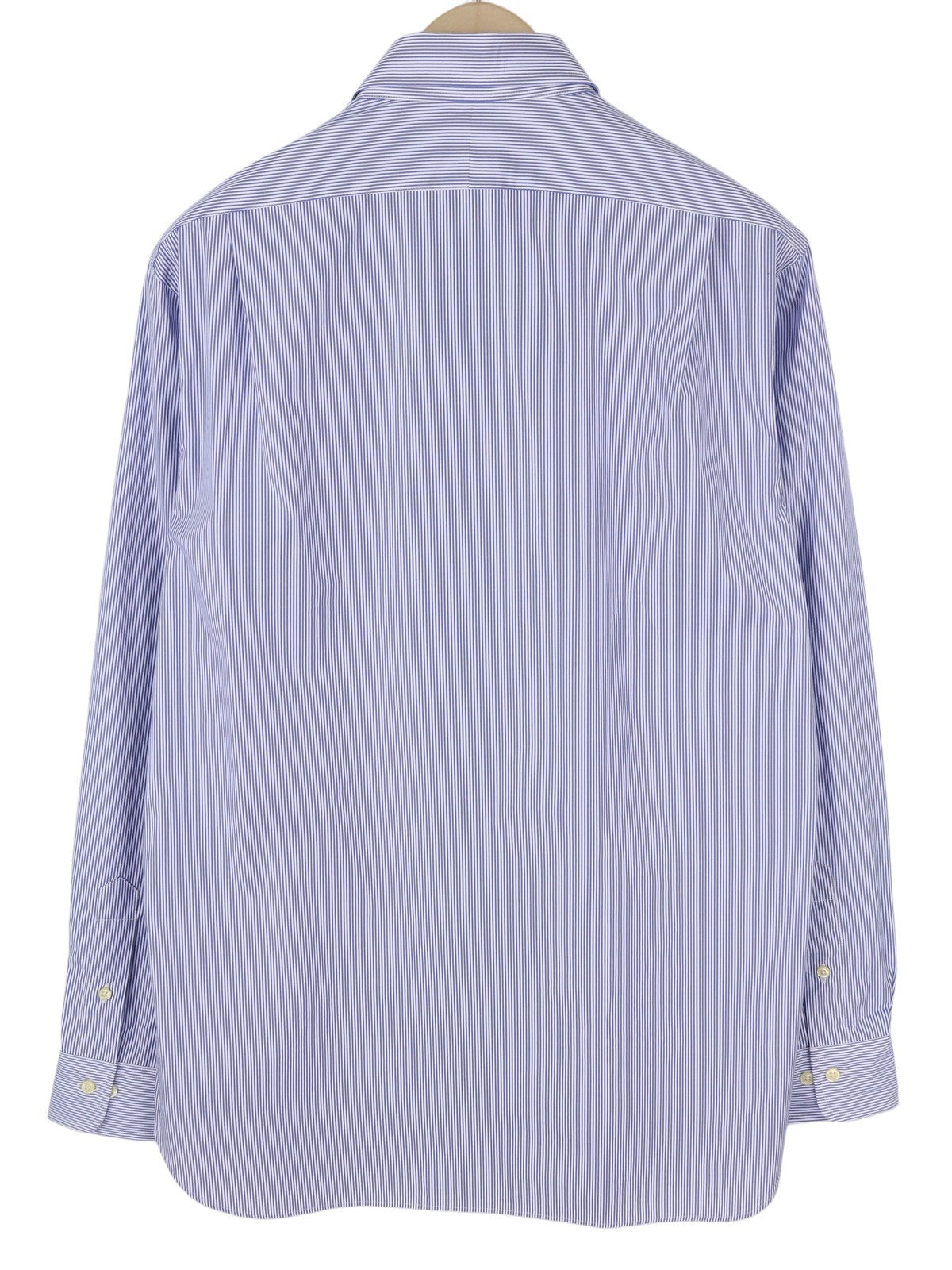 RALPH LAUREN Men Formal Shirt M Blue Striped Custom Fit Cutaway Logo RRP169