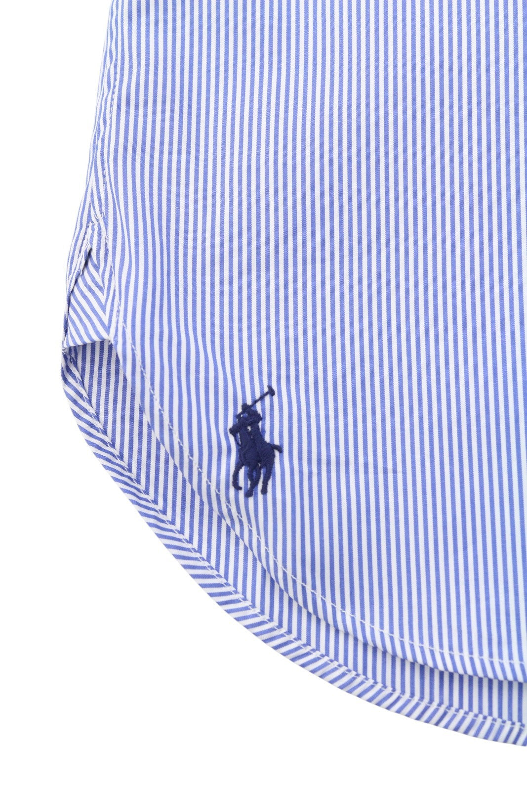 RALPH LAUREN Men Formal Shirt M Blue Striped Custom Fit Cutaway Logo RRP169