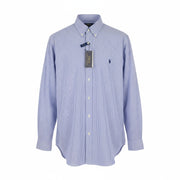 RALPH LAUREN Core Replen Men Shirt L Blue Striped Custom Fit Button-Up RRP155