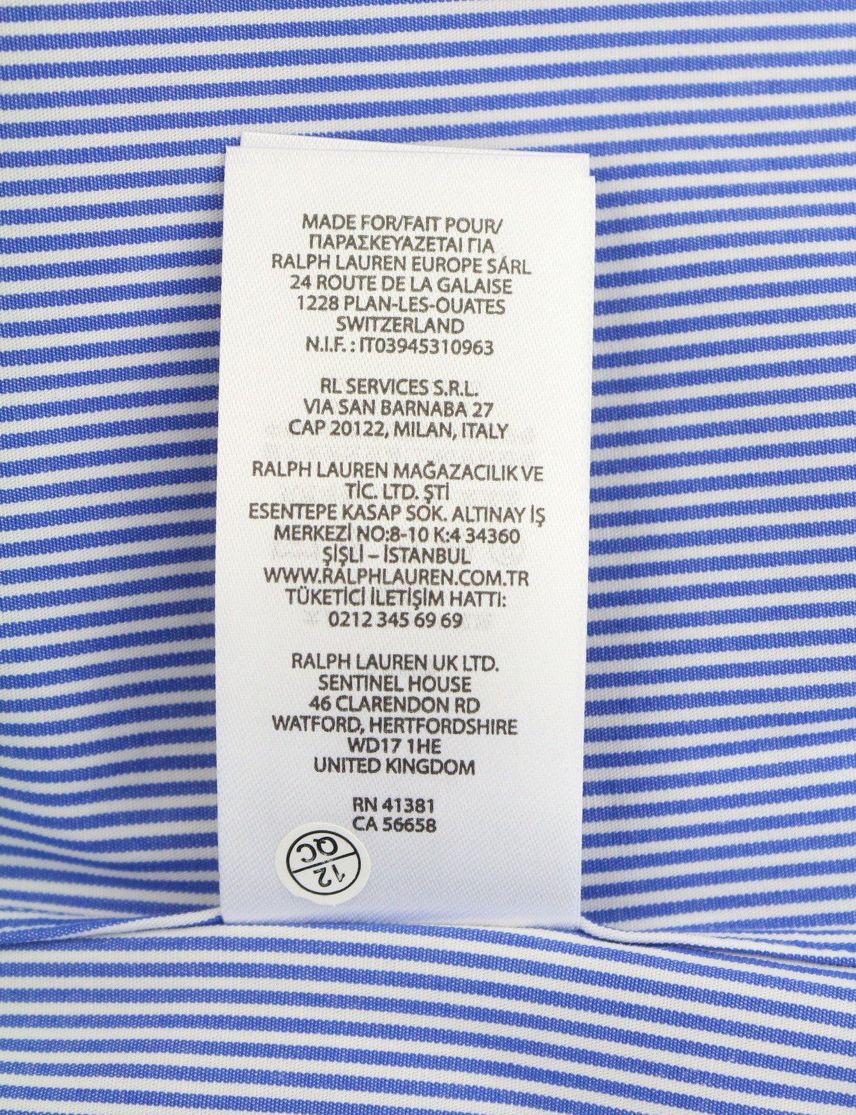 RALPH LAUREN Core Replen Men Shirt L Blue Striped Custom Fit Button-Up RRP155