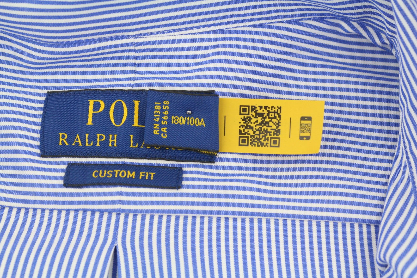 RALPH LAUREN Core Replen Men Shirt L Blue Striped Custom Fit Button-Up RRP155