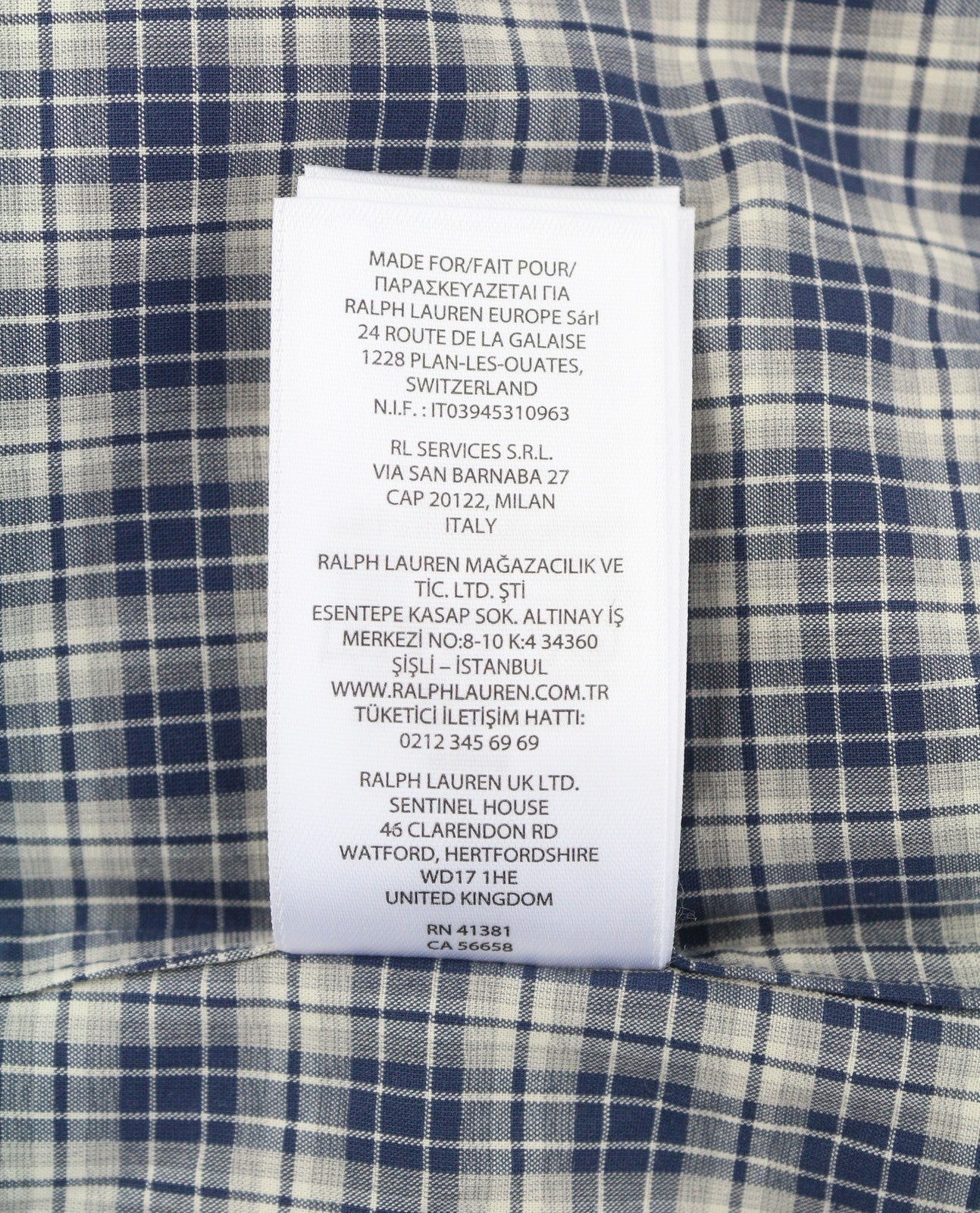 RALPH LAUREN Men Shirt S Stretch Custom Fit Plaid Button-Down Neck Logo Casual