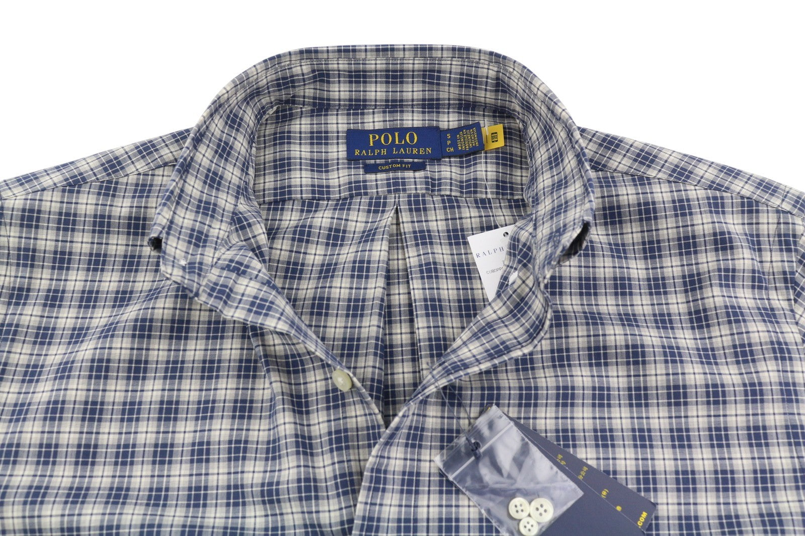 RALPH LAUREN Men Shirt S Stretch Custom Fit Plaid Button-Down Neck Logo Casual