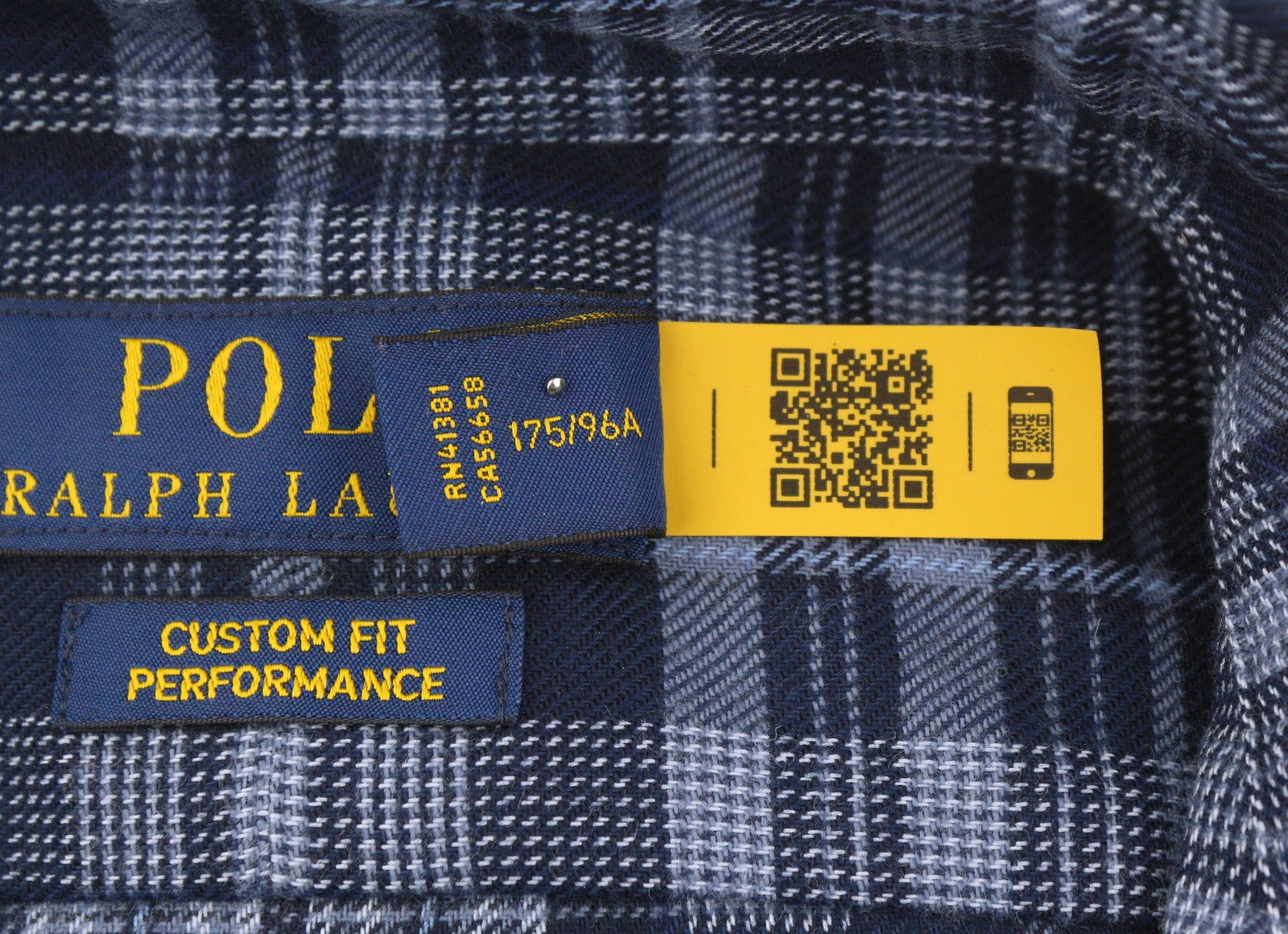 RALPH LAUREN Men Shirt M Blue Custom Fit Performance Plaid Button Flannel RRP169