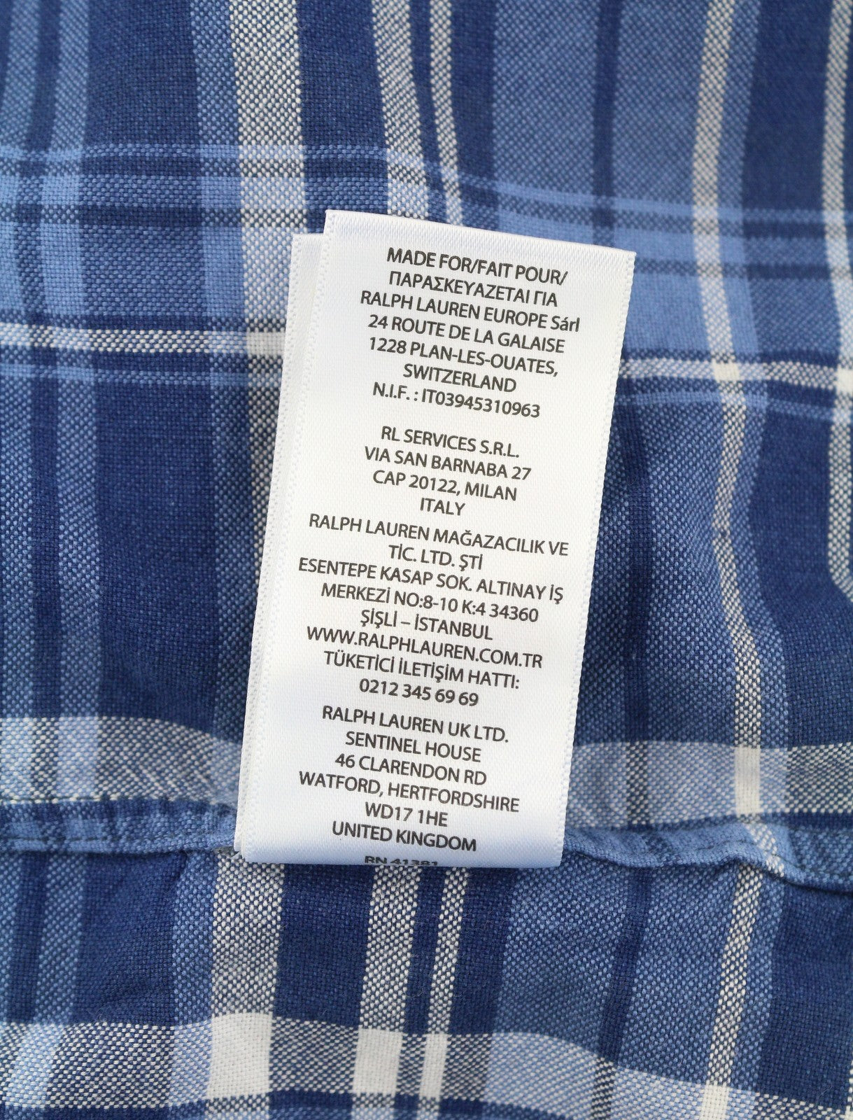 RALPH LAUREN Men Shirt 2XL Blue Classic Fit Indigo Oxford Plaid Button-Down Neck