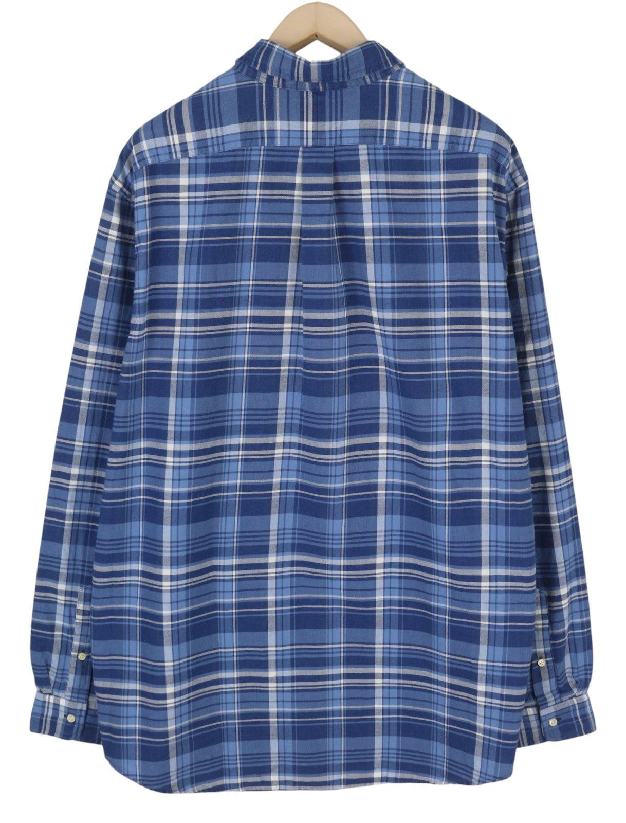 RALPH LAUREN Men Shirt 2XL Blue Classic Fit Indigo Oxford Plaid Button-Down Neck