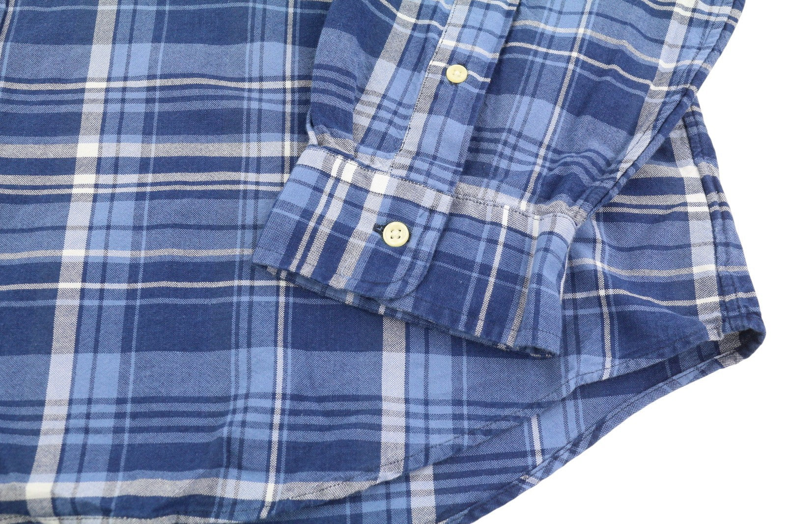 RALPH LAUREN Men Shirt 2XL Blue Classic Fit Indigo Oxford Plaid Button-Down Neck