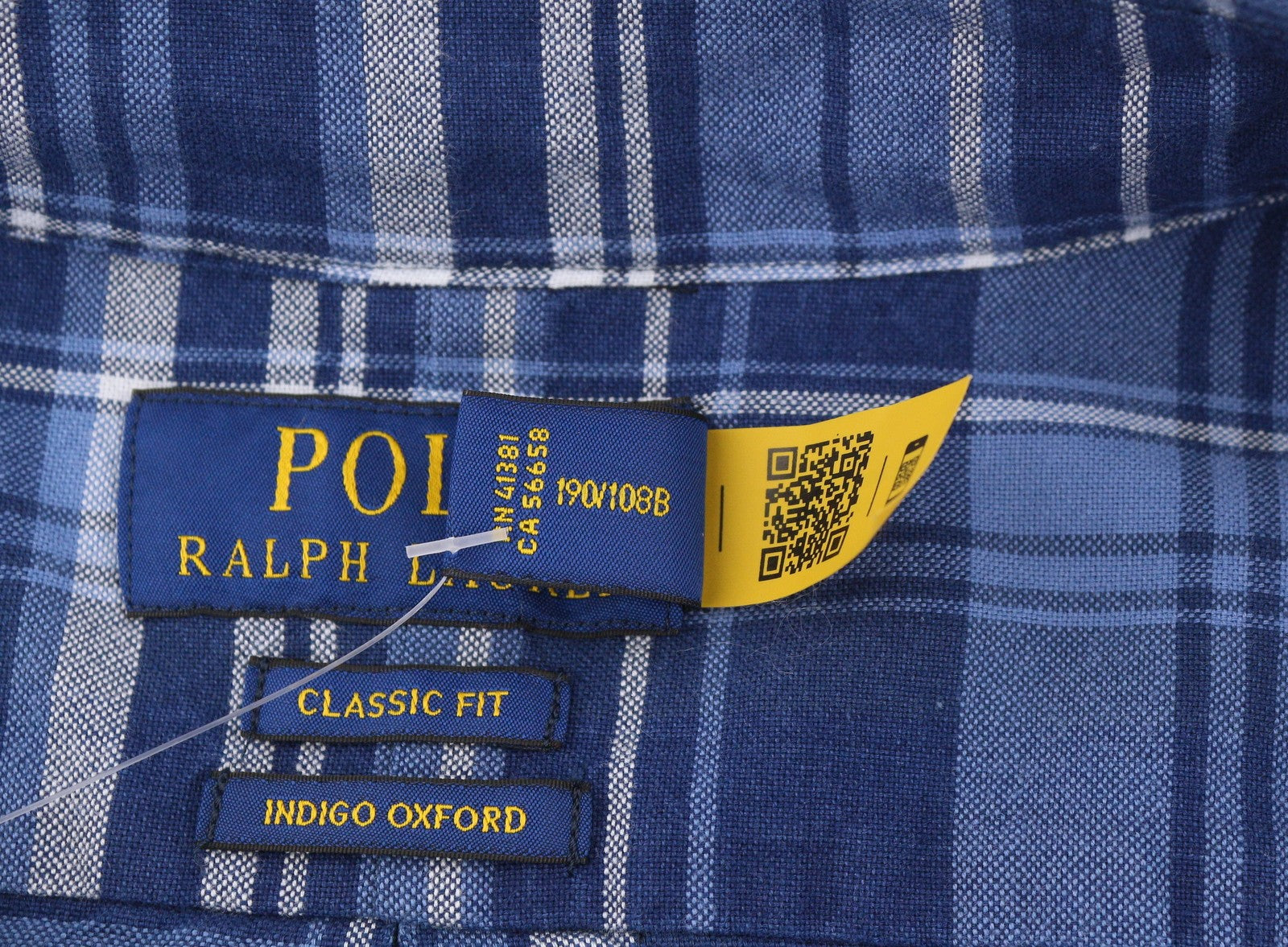 RALPH LAUREN Men Shirt 2XL Blue Classic Fit Indigo Oxford Plaid Button-Down Neck