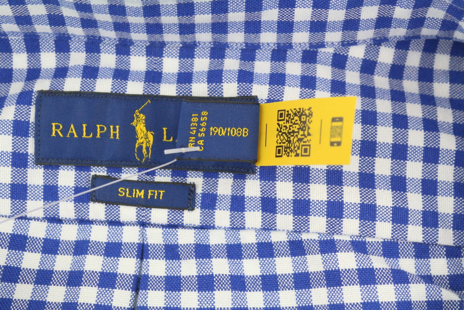 RALPH LAUREN Core Replen Men Shirt 2XL Blue Check Button-Down Neck Casual RRP159