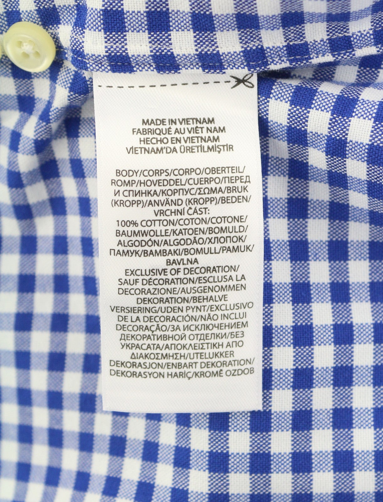 RALPH LAUREN Core Replen Men Shirt 2XL Blue Check Button-Down Neck Casual RRP159