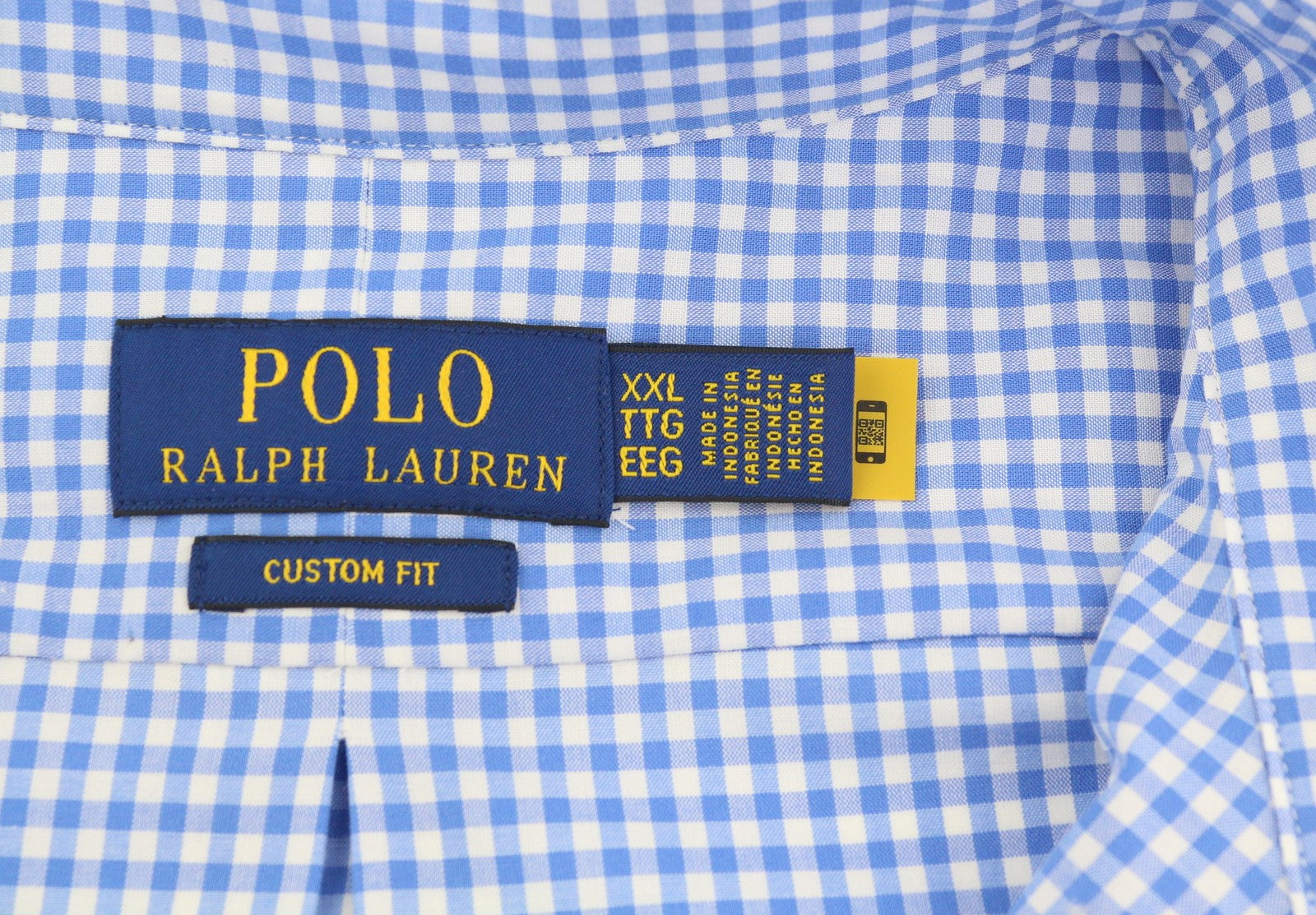 RALPH LAUREN Core Replen Men Shirt 2XL Blue Check Button-Down Custom Fit RRP159
