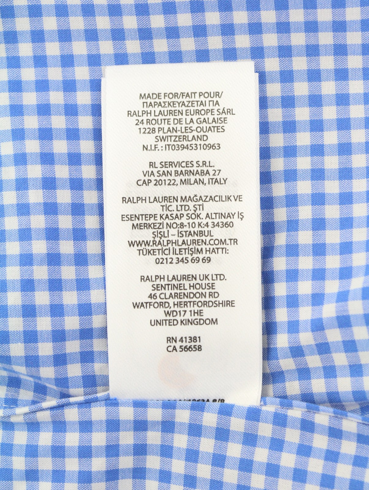 RALPH LAUREN Core Replen Men Shirt M Blue Check Button-Down Custom Fit RRP159