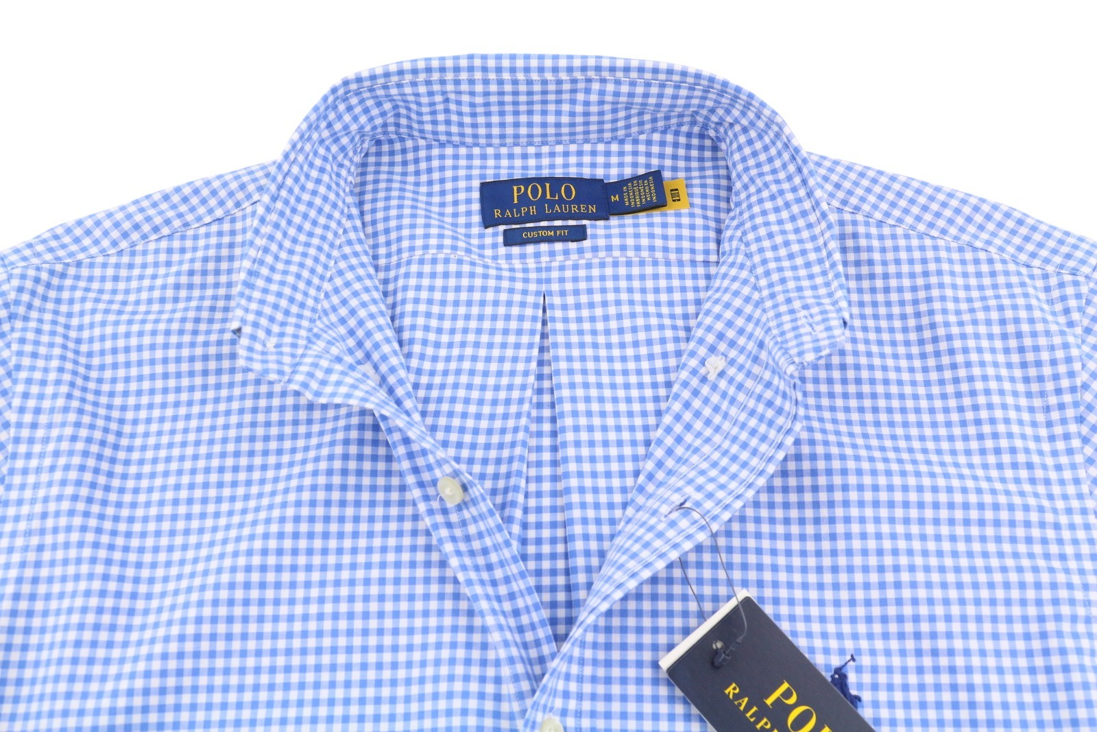 RALPH LAUREN Core Replen Men Shirt M Blue Check Button-Down Custom Fit RRP159
