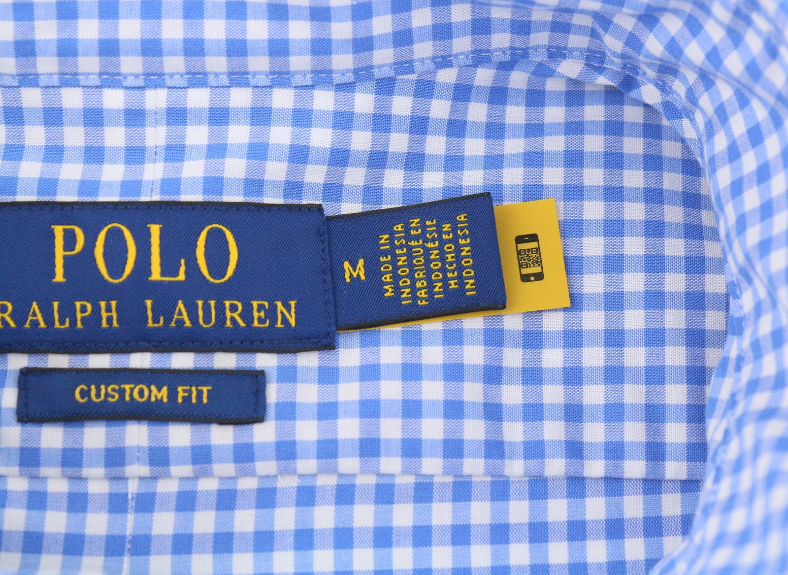 RALPH LAUREN Core Replen Men Shirt M Blue Check Button-Down Custom Fit RRP159