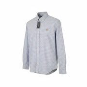 RALPH LAUREN Men Shirt L White Check Custom Fit Button-Down Neck Logo RRP169