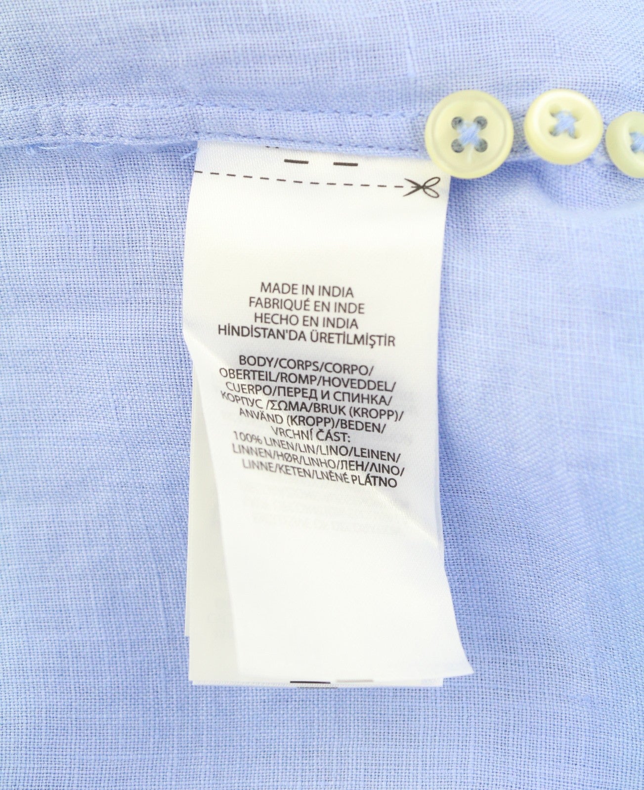 RALPH LAUREN Men Shirt S Blue Linen Custom Fit Button-Down Neck Logo RRP169