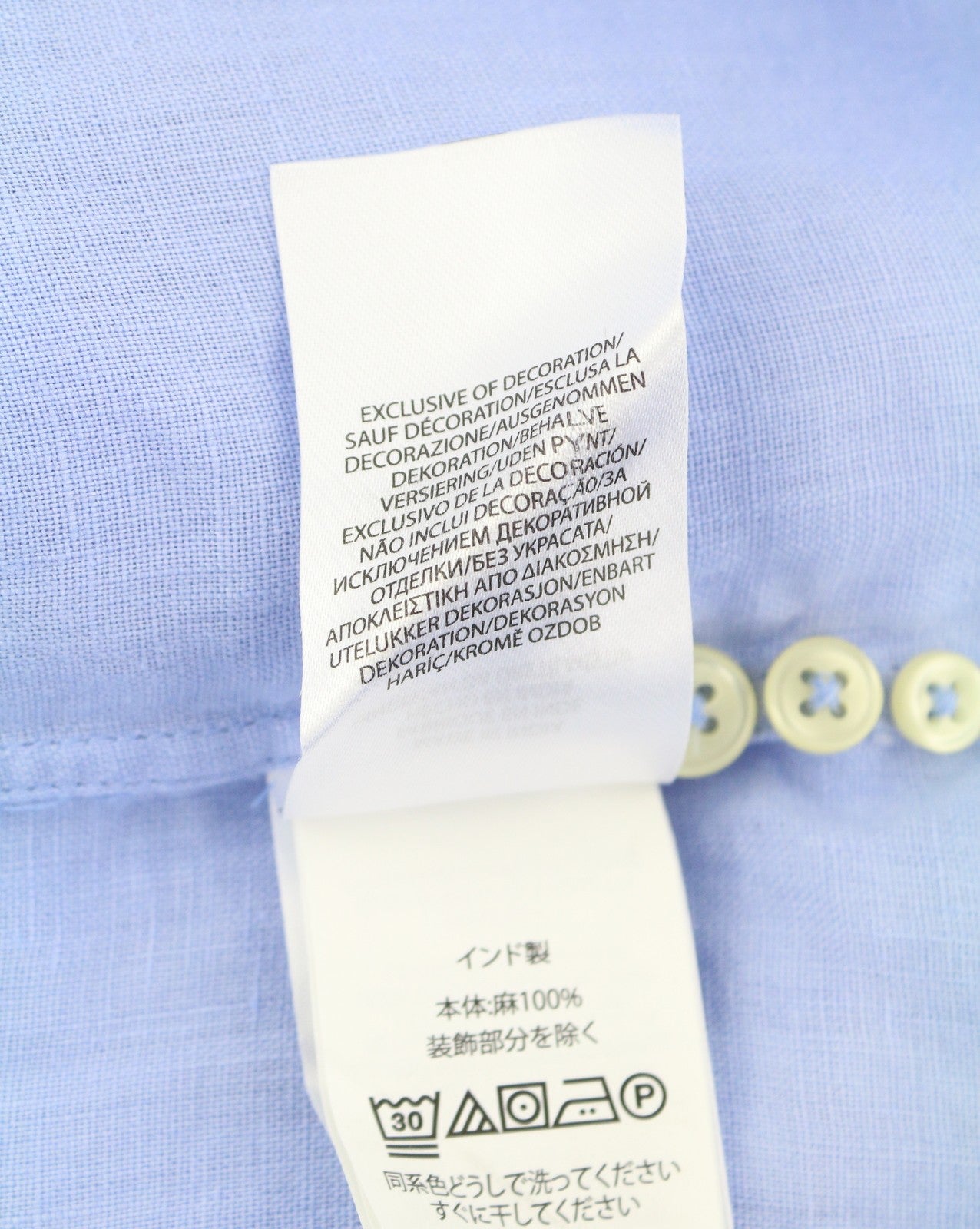 RALPH LAUREN Men Shirt S Blue Linen Custom Fit Button-Down Neck Logo RRP169