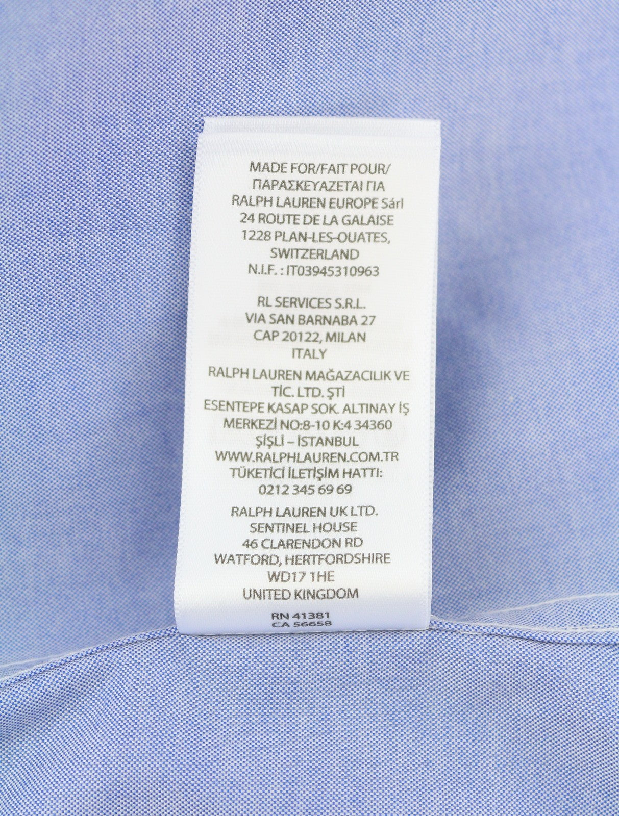 RALPH LAUREN Core Replen Men Formal Shirt M Blue Button Down Neck Custom RRP149