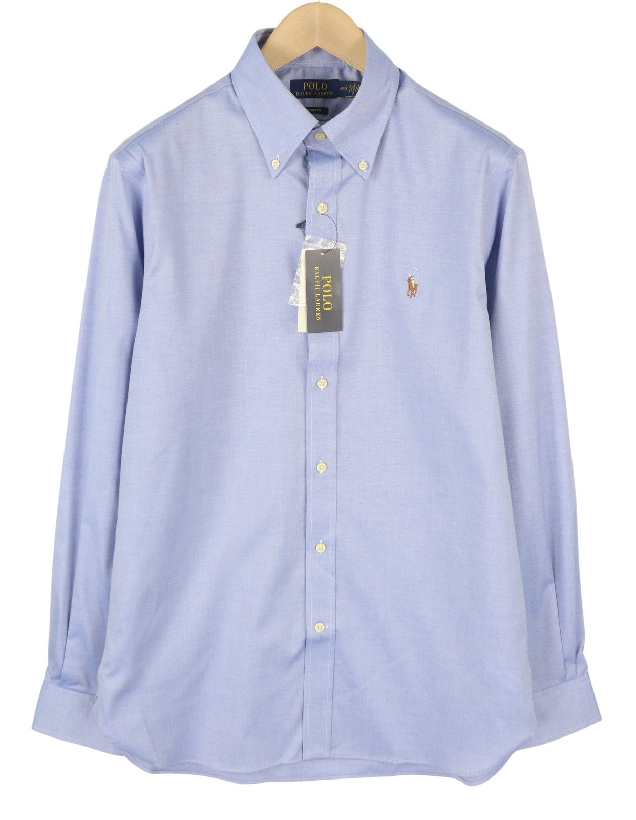 RALPH LAUREN Core Replen Men Formal Shirt M Blue Button Down Neck Custom RRP149