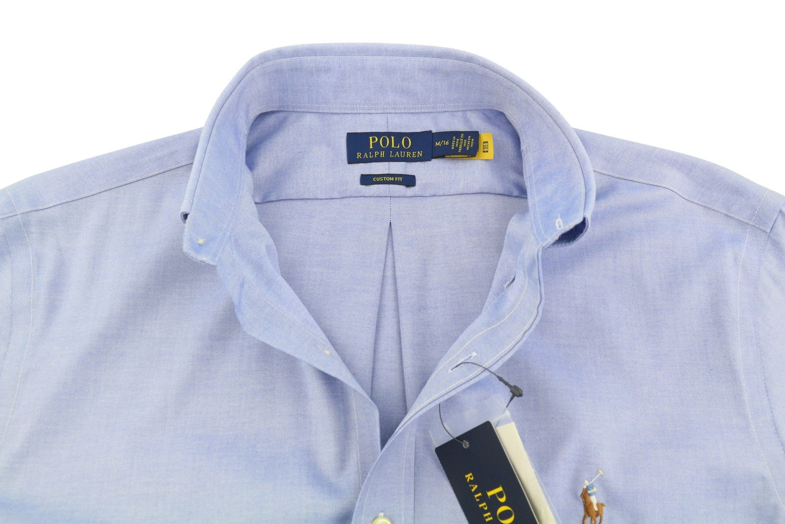 RALPH LAUREN Core Replen Men Formal Shirt M Blue Button Down Neck Custom RRP149